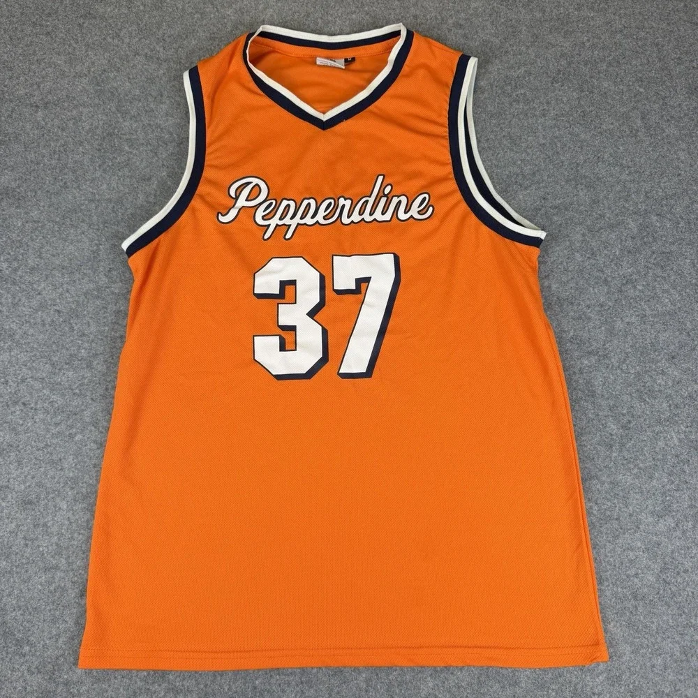 Pepperdine University Basketball Jersey Orange Sz M Vintage Synergy Imports #37